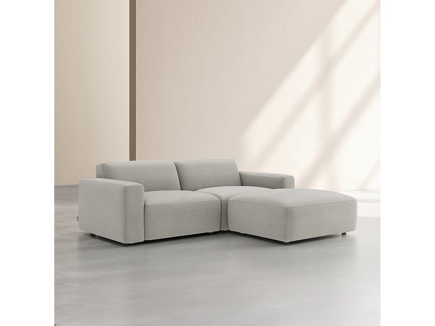 Habitat - Canapé 3 places en tissu avec repose-pieds - Gris perle - Cremi
