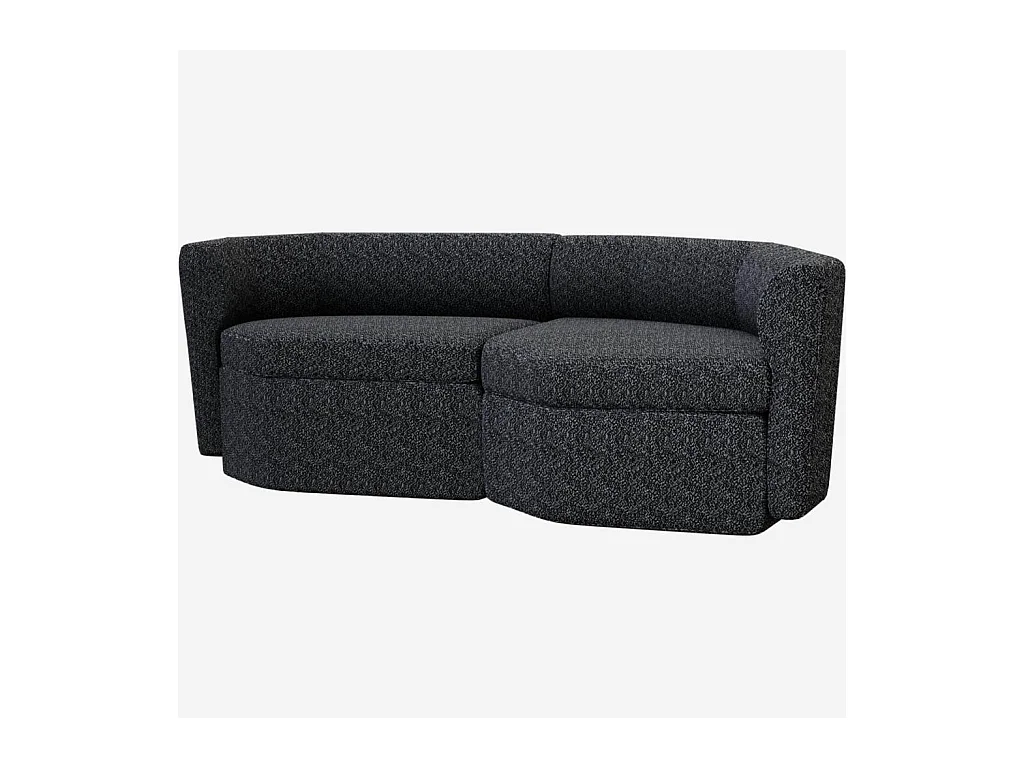 Habitat - Canapé modulable d'angle droit en tissu - Noir obsidienne - Umberto