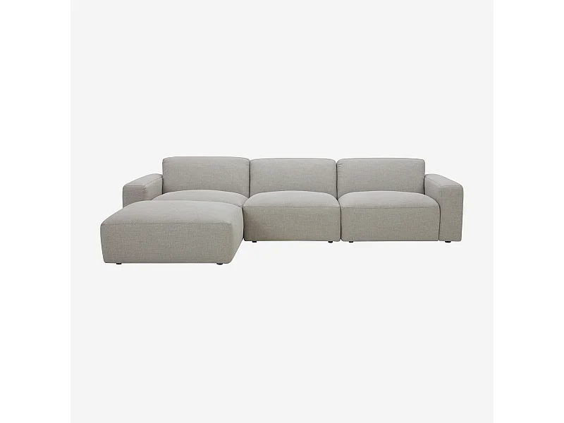 Habitat - Grand canapé d'angle modulable en tissu - Gris perle - Cremi