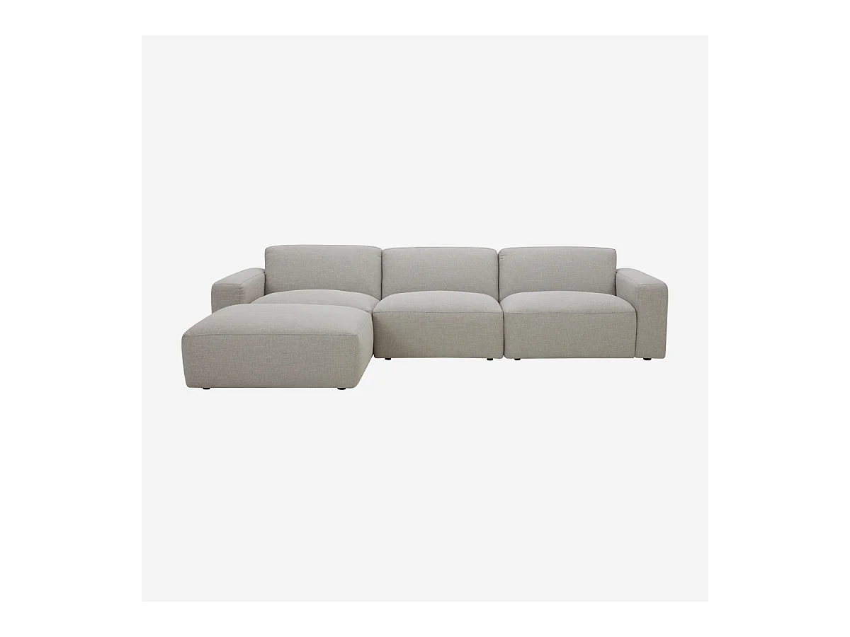 Habitat - Grand canapé d'angle modulable en tissu - Gris perle - Cremi