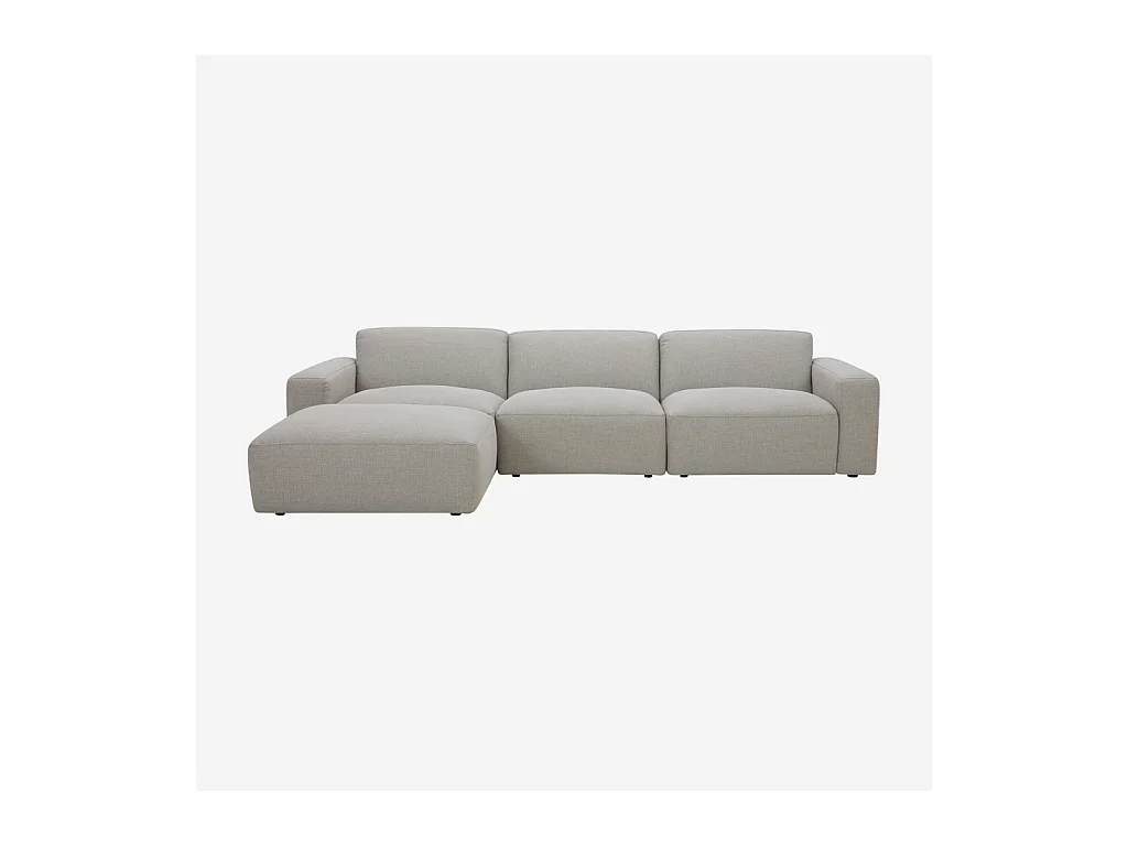 Habitat - Grand canapé d'angle modulable en tissu - Gris perle - Cremi