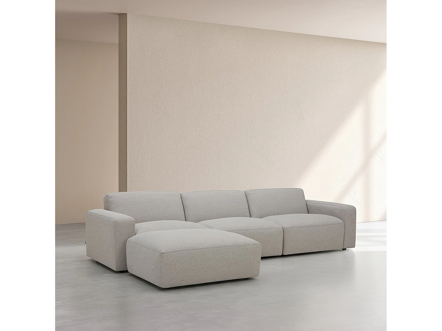 Habitat - Canapé 4 places modulable en tissu avec repose-pieds - Gris perle - Cremi
