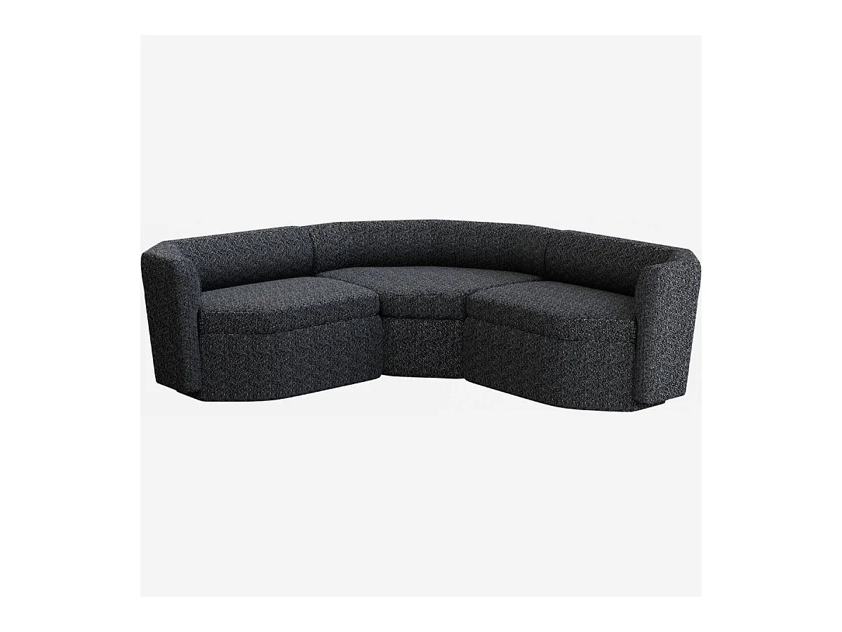 Habitat - Grand canapé modulable d'angle symétrique en tissu - Noir obsidienne - Umberto
