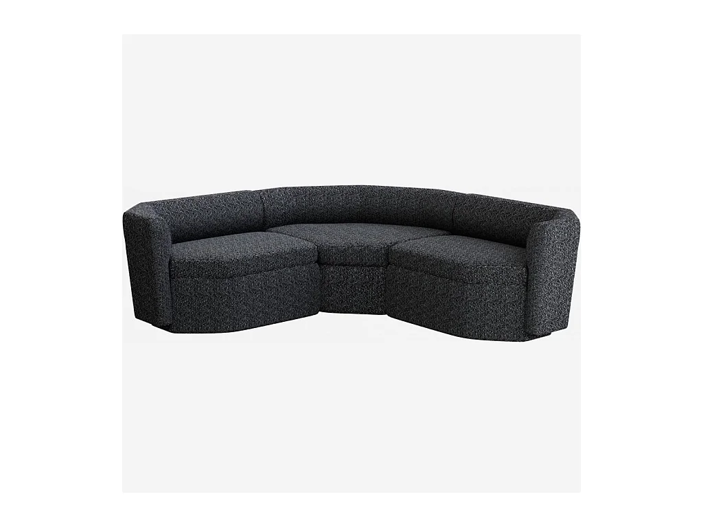 Habitat - Grand canapé modulable d'angle symétrique en tissu - Noir obsidienne - Umberto