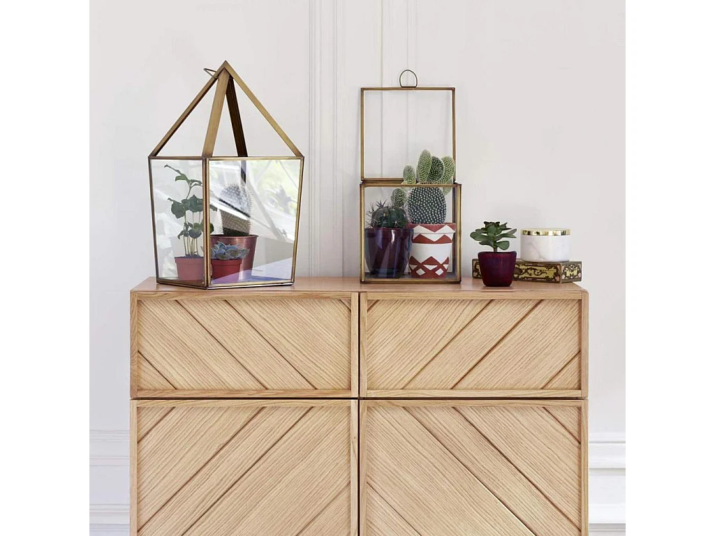 Habitat - Boîte carré en verre - 13 x 13 x 13 cm – Transparent et doré - Elisabeth