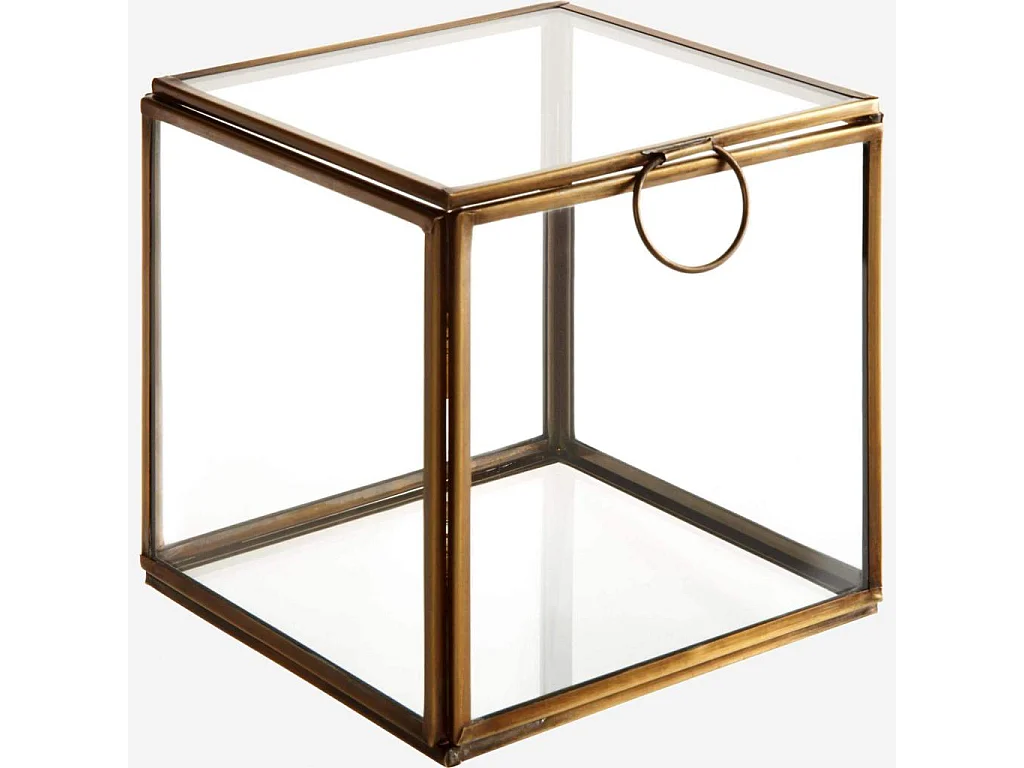 Habitat - Boîte carré en verre - 13 x 13 x 13 cm – Transparent et doré - Elisabeth