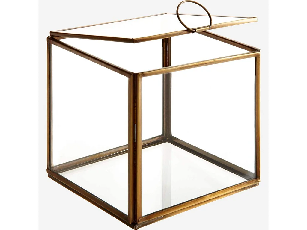 Habitat - Boîte carré en verre - 13 x 13 x 13 cm – Transparent et doré - Elisabeth