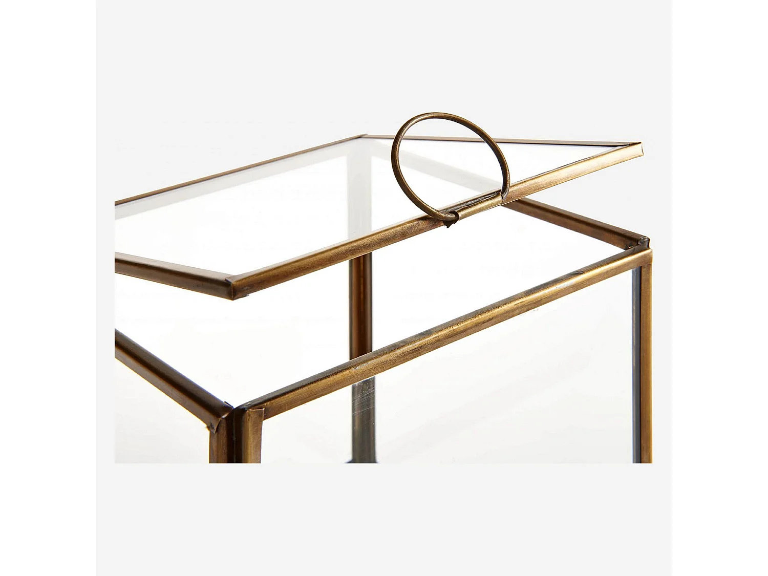 Habitat - Boîte carré en verre - 13 x 13 x 13 cm – Transparent et doré - Elisabeth