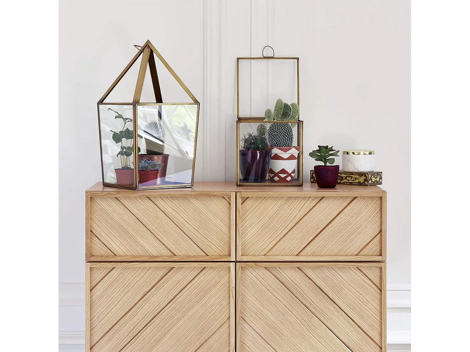 Boîte carrée en verre - 13 x 13 x 13 cm – Transparent et doré