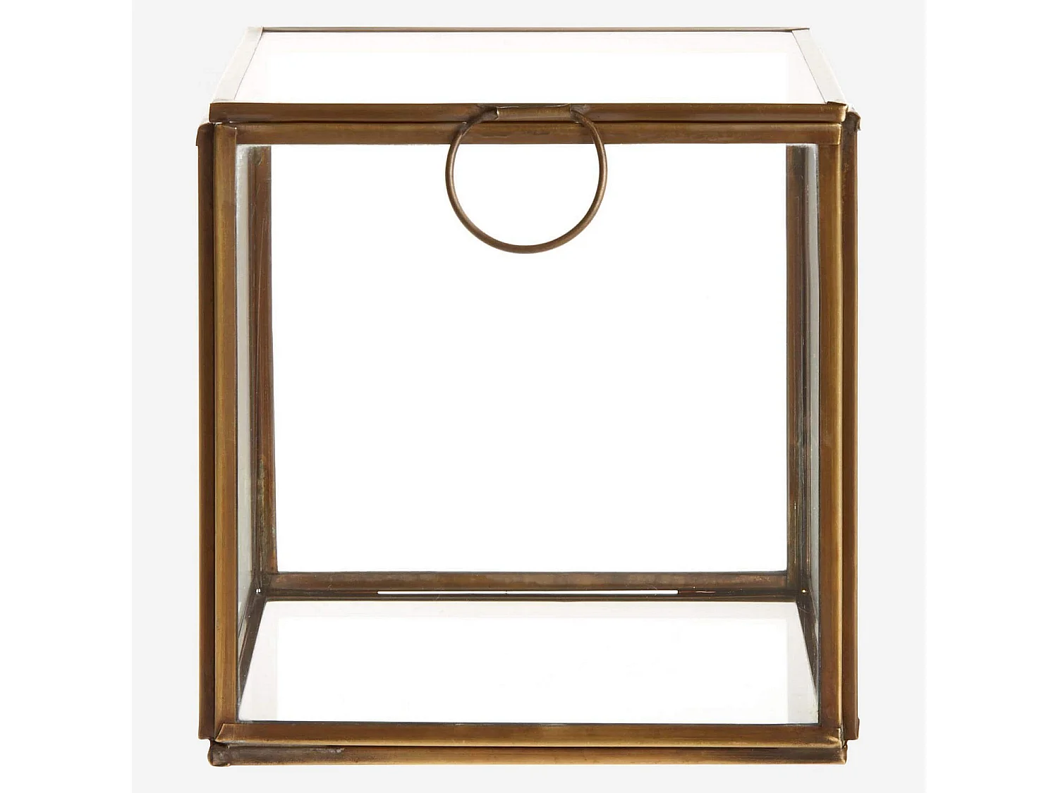 Boîte carrée en verre - 13 x 13 x 13 cm – Transparent et doré