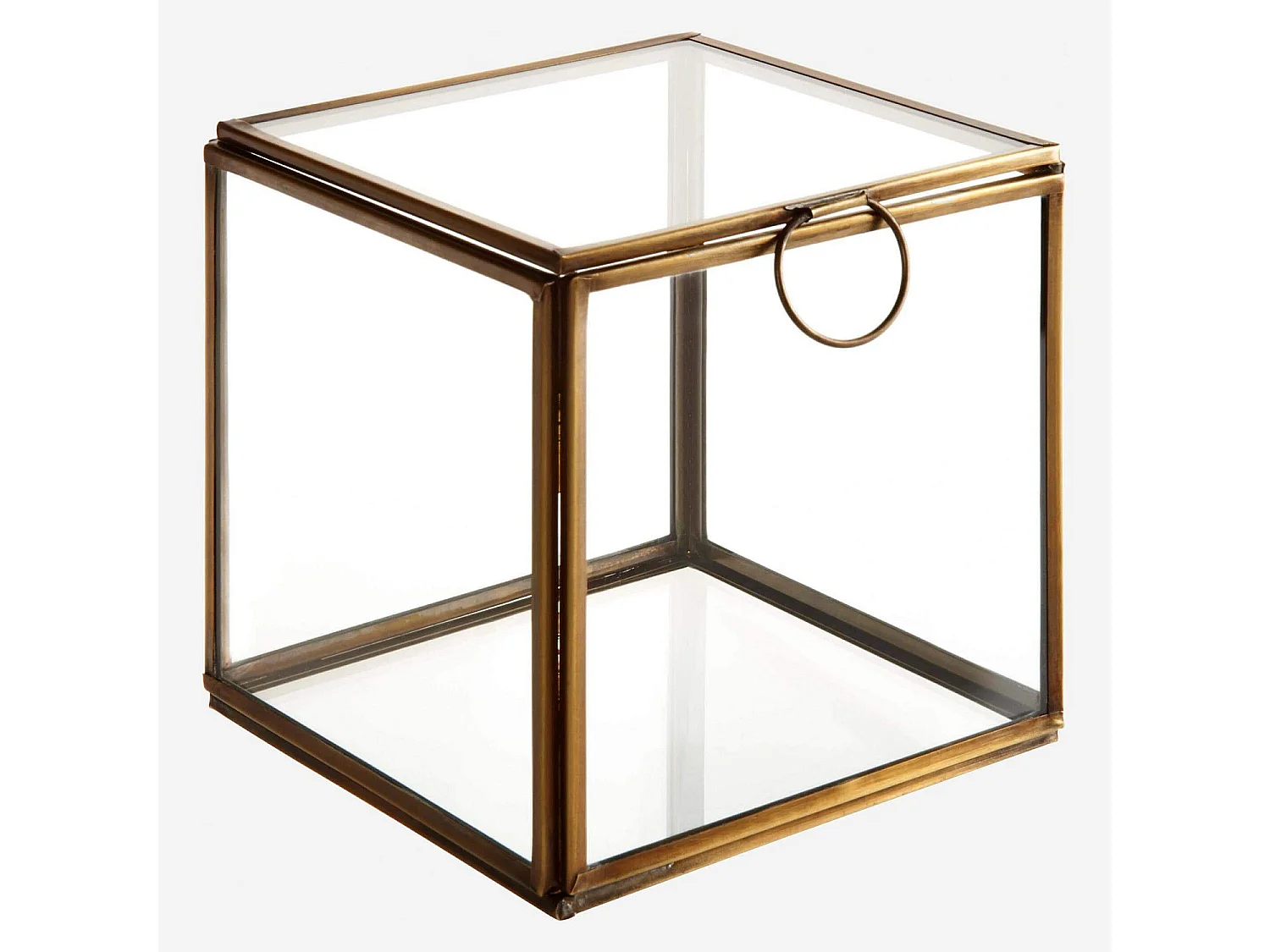 Boîte carrée en verre - 13 x 13 x 13 cm – Transparent et doré