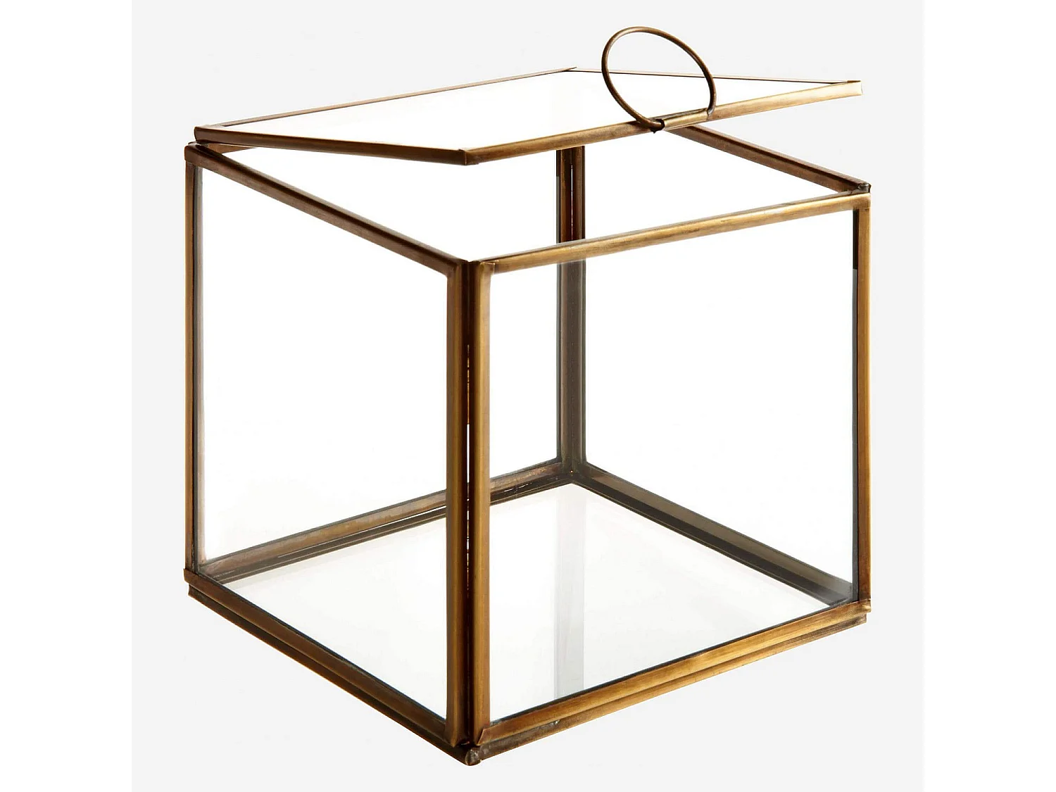 Boîte carrée en verre - 13 x 13 x 13 cm – Transparent et doré