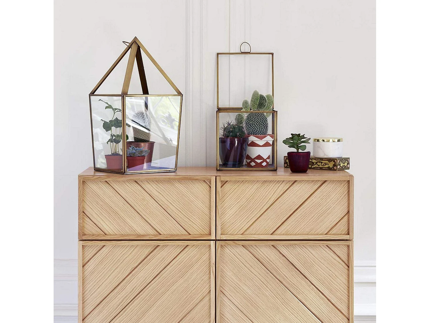 Boîte carrée en verre - 13 x 13 x 13 cm – Transparent et doré