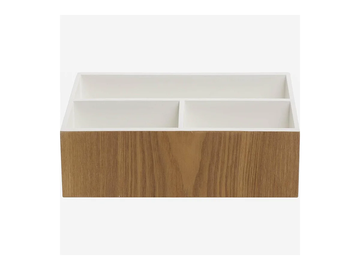 Habitat - Organiseur de bureau en bois avec intérieur laqué blanc - Array