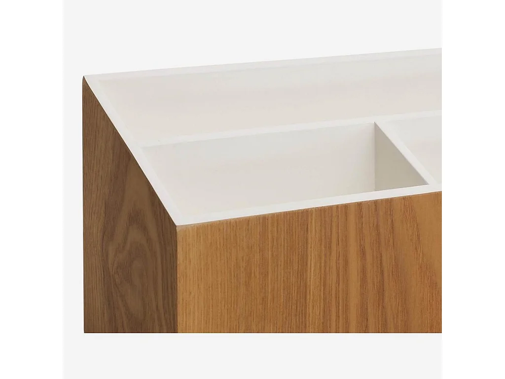 Habitat - Organiseur de bureau en bois avec intérieur laqué blanc - Array