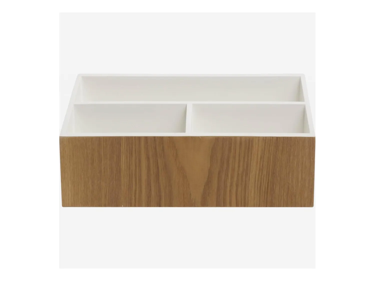 Habitat - Organiseur de bureau en bois avec intérieur laqué blanc - Array