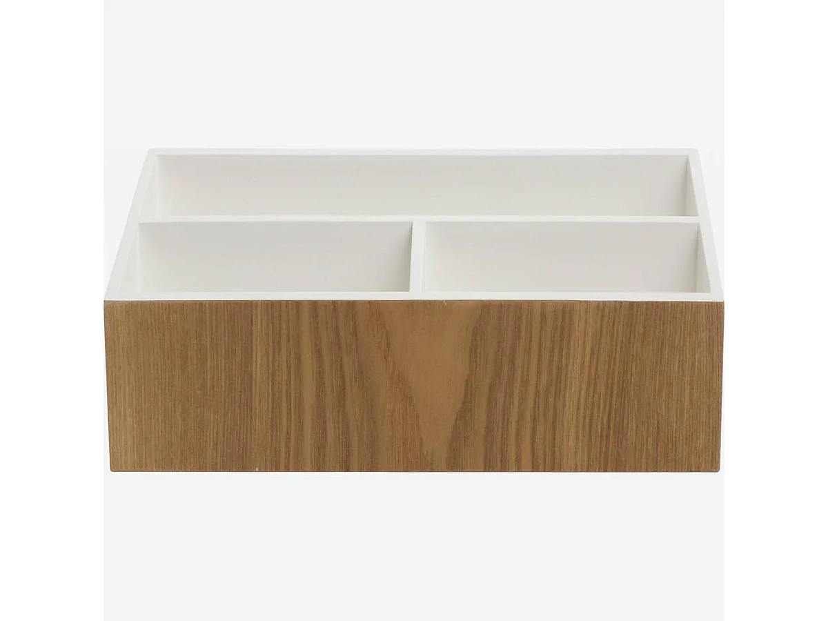 Habitat - Organiseur de bureau en bois avec intérieur laqué blanc - Array