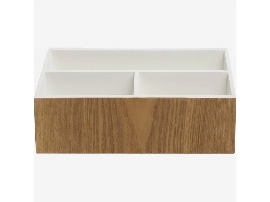 Habitat - Organiseur de bureau en bois avec intérieur laqué blanc - Array