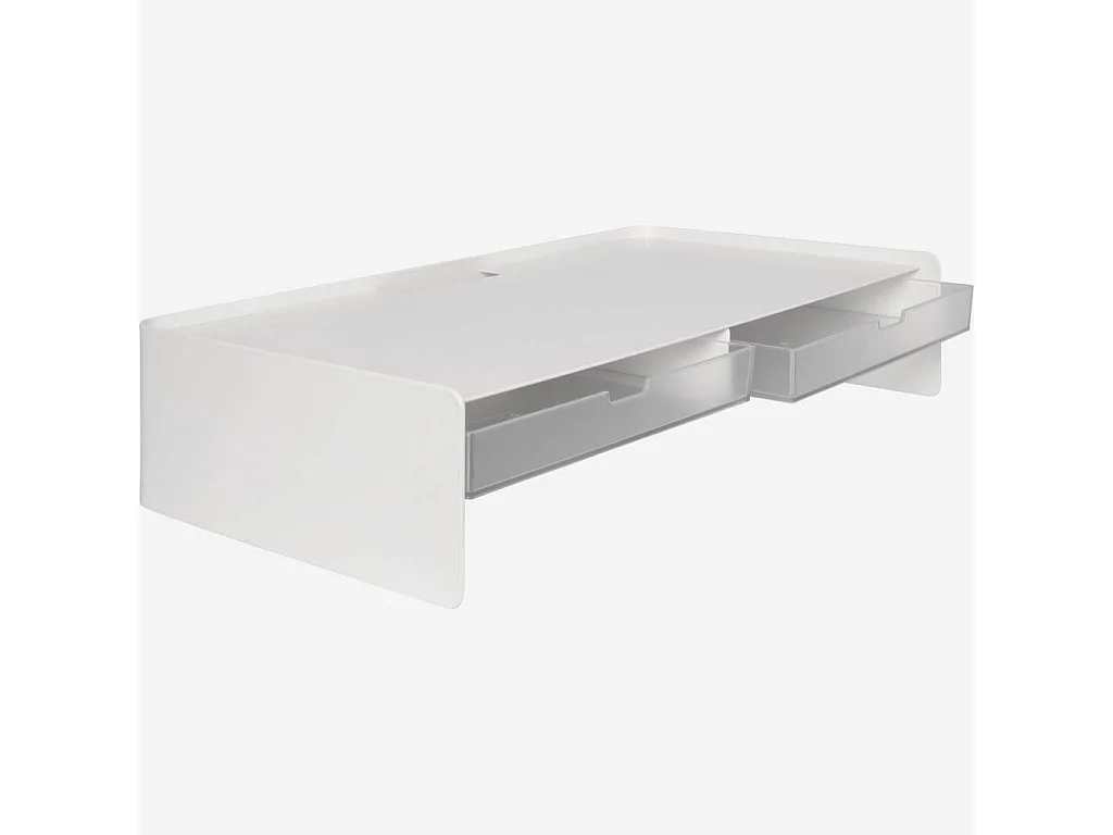 Habitat - Support pour écran avec 2 tiroirs en métal - Blanc - Acacia