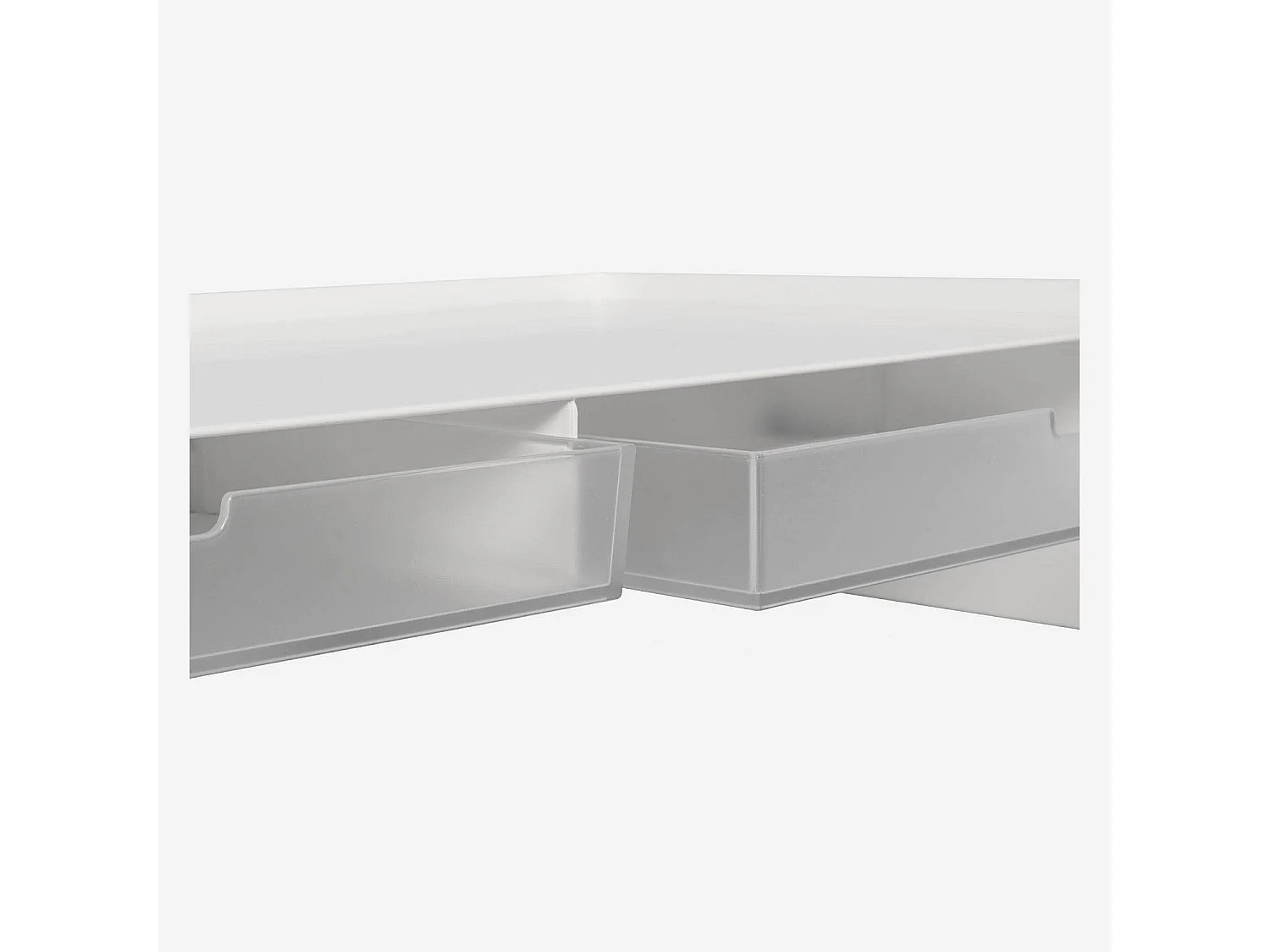 Support pour écran avec 2 tiroirs en métal - Blanc