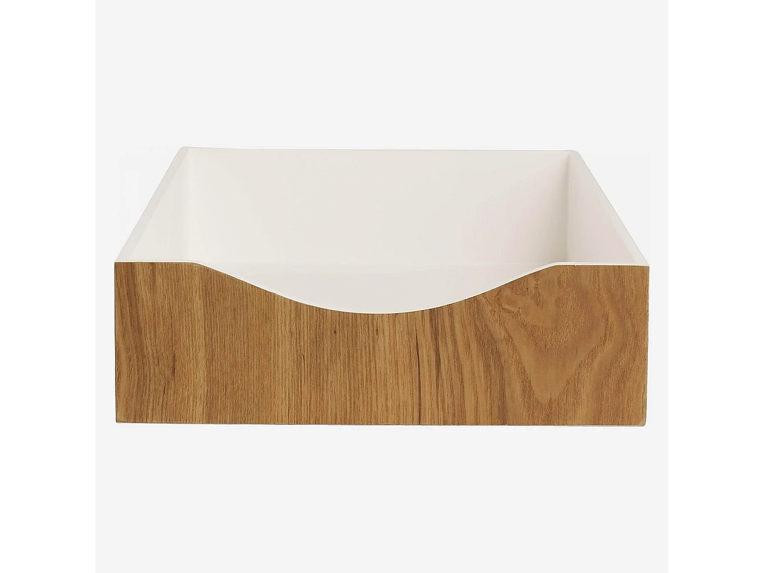 Rangement de bureau en bois avec intérieur laqué blanc