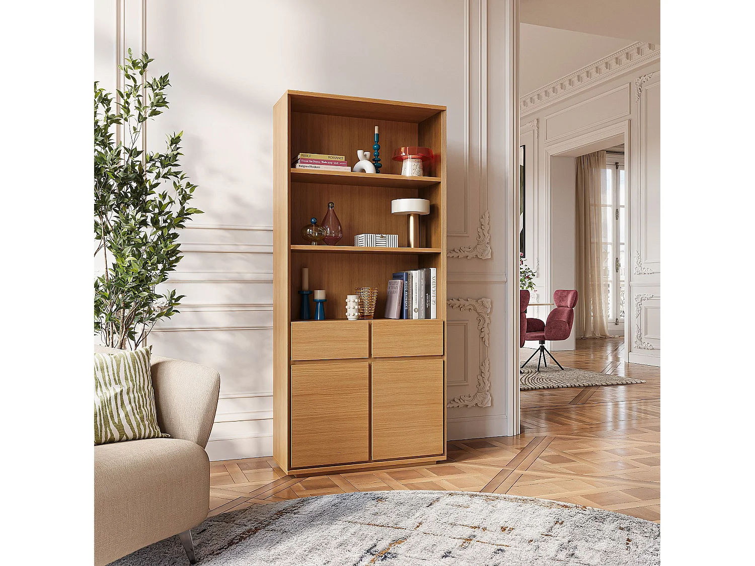 Habitat - Bibliothèque en chêne - Naturel - Hazo