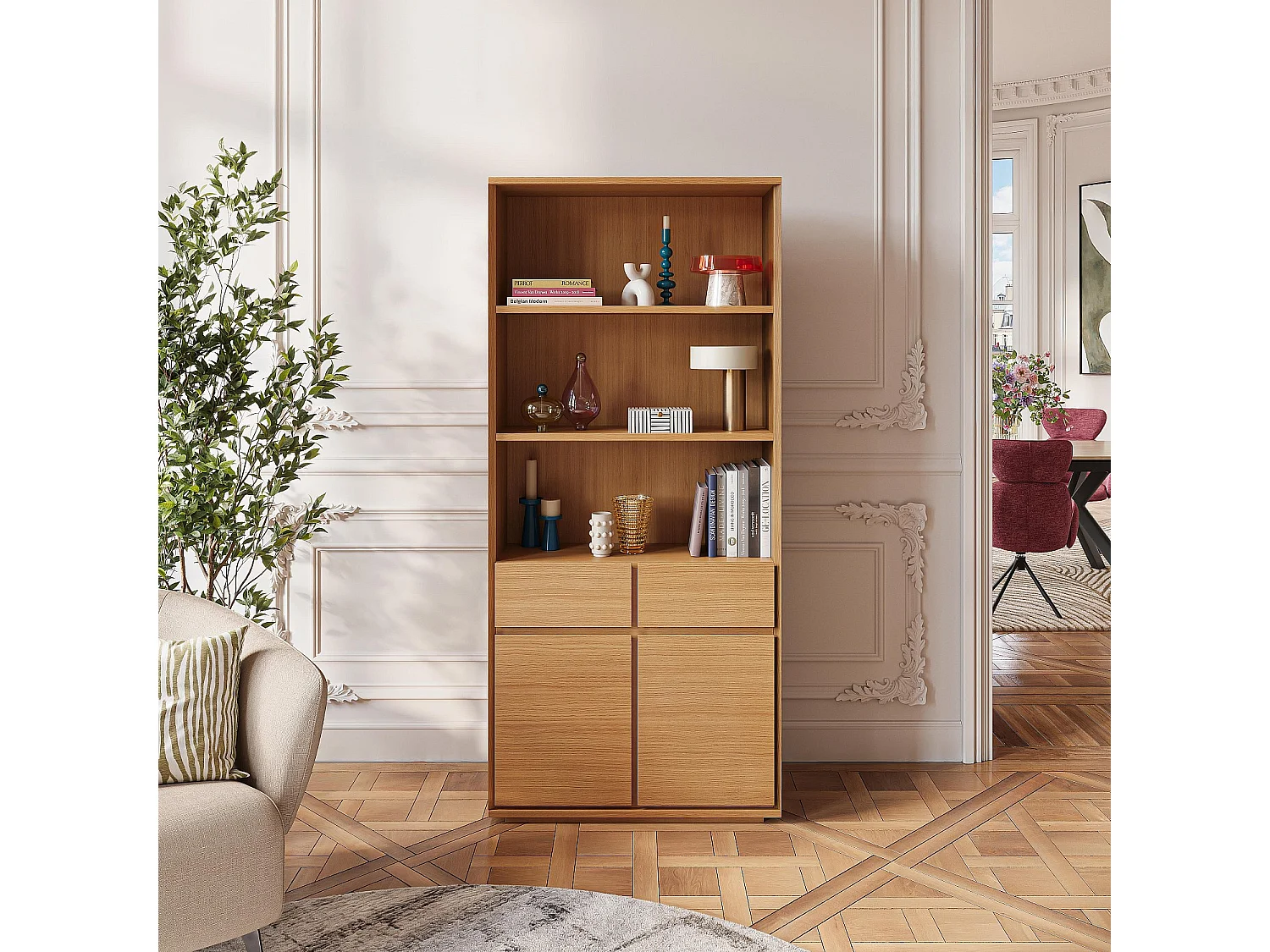 Habitat - Bibliothèque en chêne - Naturel - Hazo