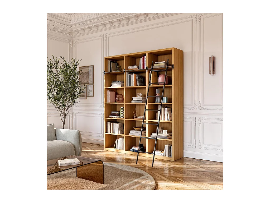 Habitat - Bibliothèque en chêne avec échelle amovible - Naturel - Design by Hélèna Pille - Camus
