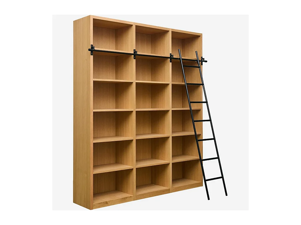 Habitat - Bibliothèque en chêne avec échelle amovible - Naturel - Design by Hélèna Pille - Camus