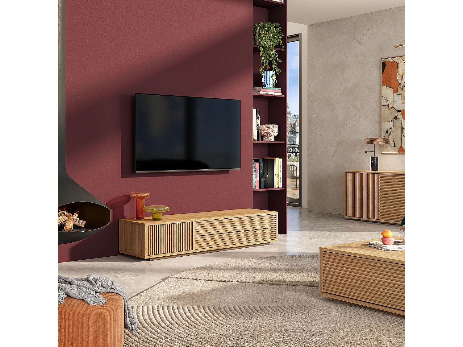 Habitat - Meuble TV en chêne - Naturel - Max