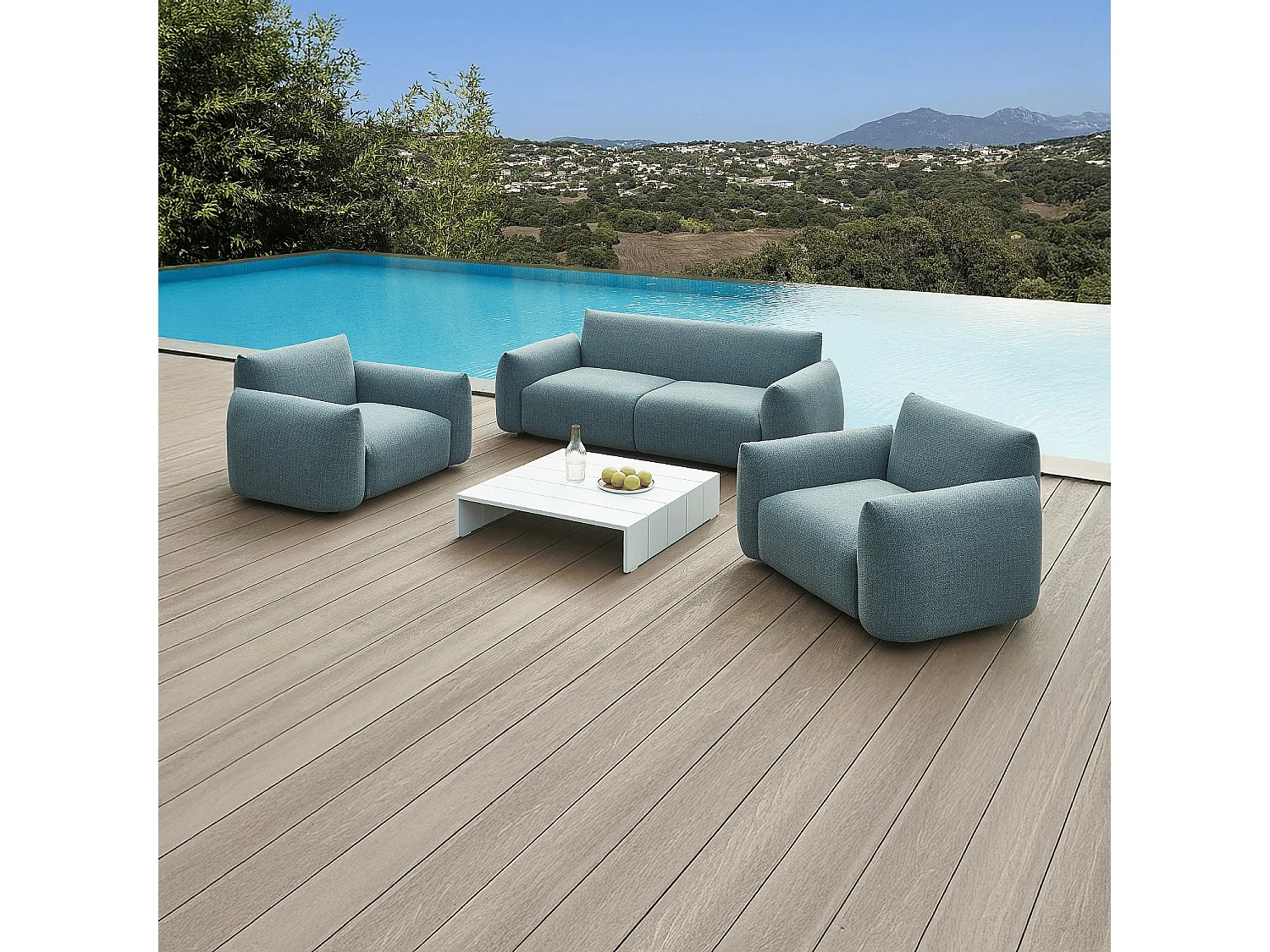 Habitat - Table basse de jardin en aluminium - Blanc opalin - Imarui