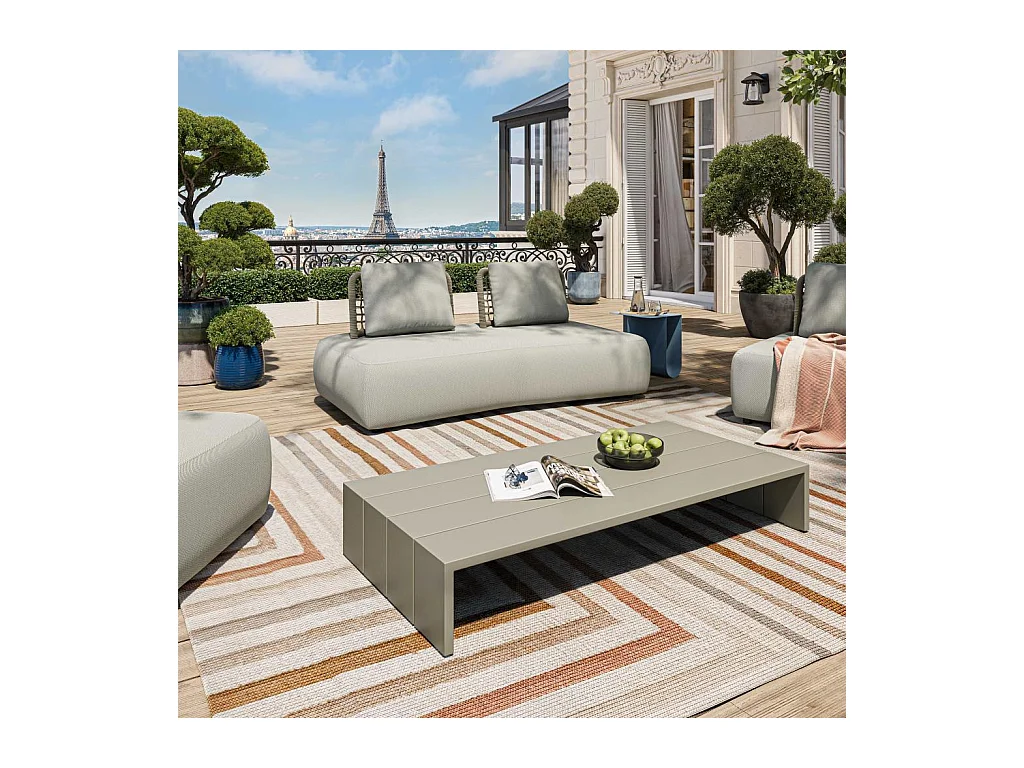 Habitat - Table basse de jardin en aluminium - Gris soie - Imarui