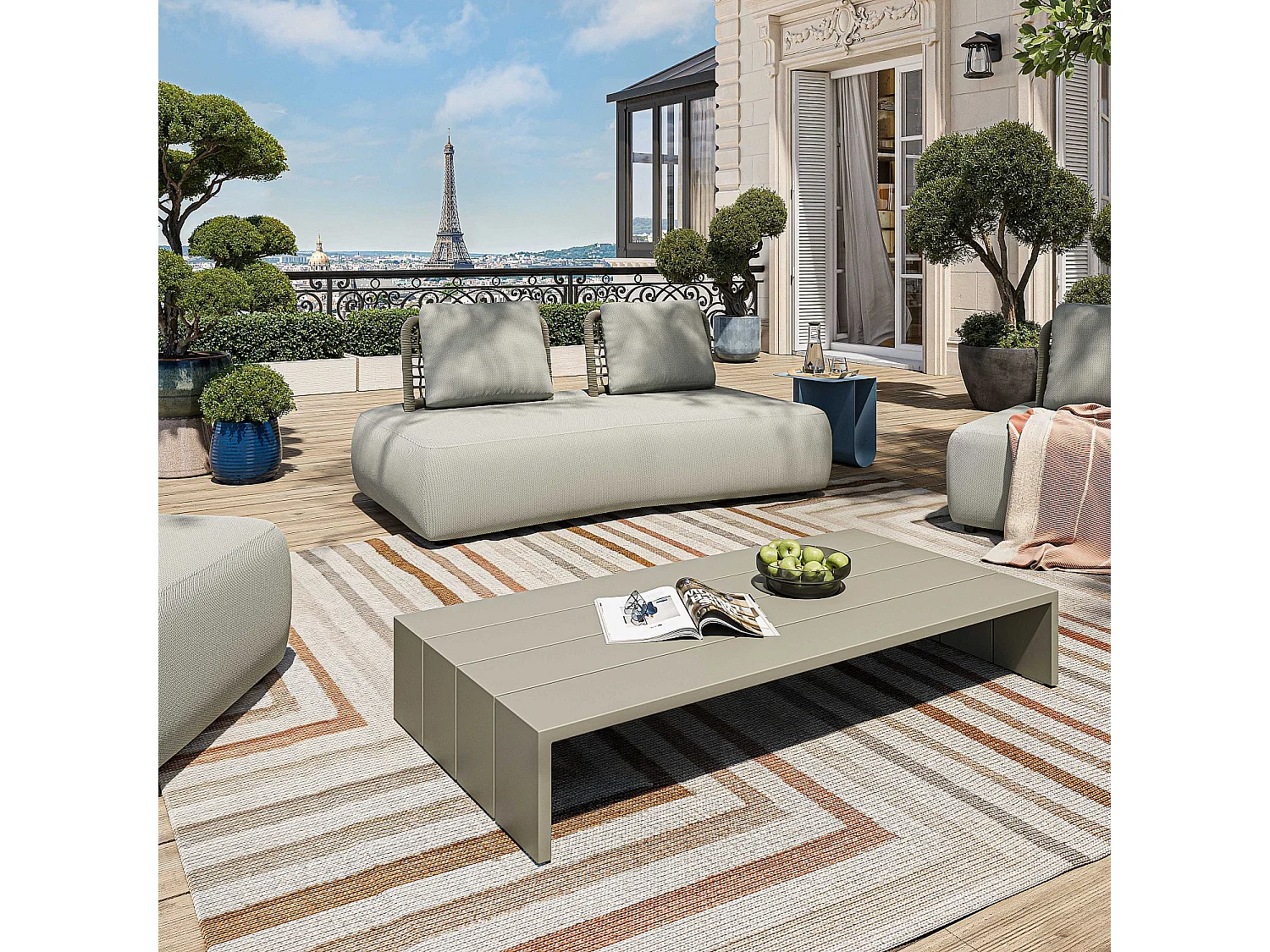 Habitat - Table basse de jardin en aluminium - Gris soie - Imarui