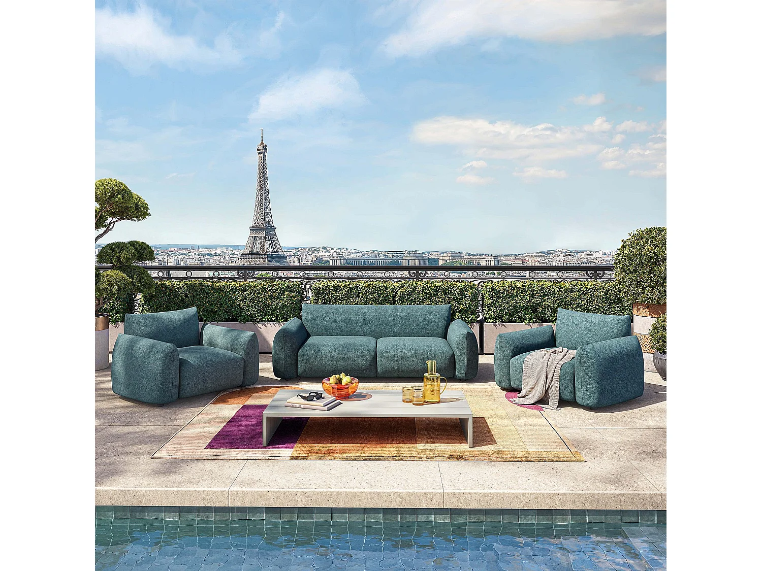 Habitat - Table basse de jardin en aluminium - Gris soie - Imarui