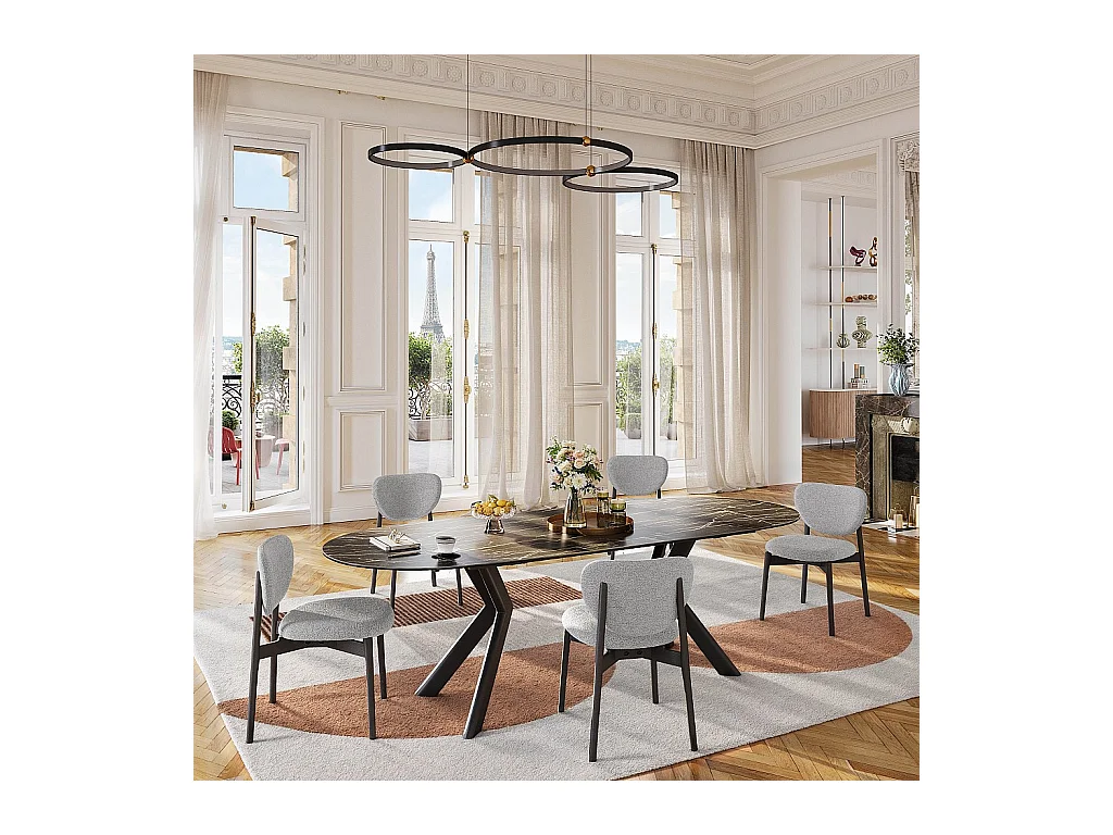 Habitat - Table ovale extensible en céramique - Noir mat - Ganty