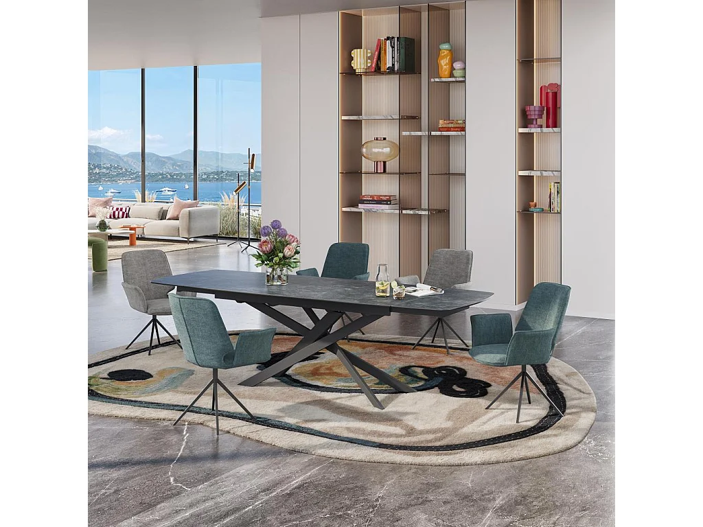 Habitat - Table rectangulaire extensible en céramique - Noir - Seth