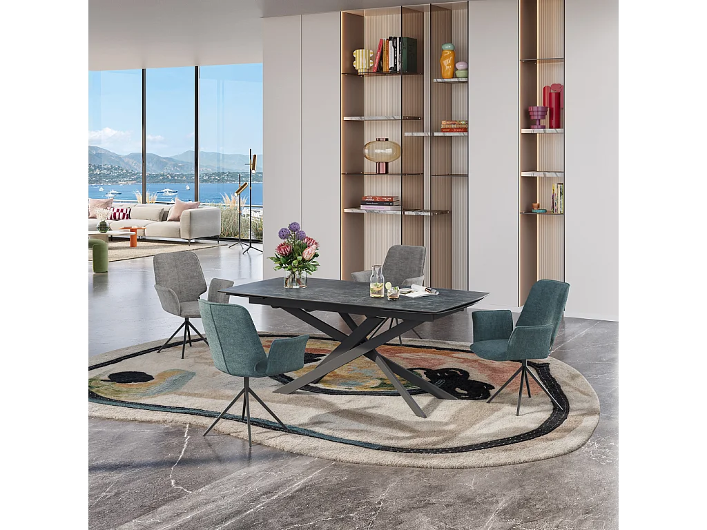 Habitat - Table rectangulaire extensible en céramique - Noir - Seth