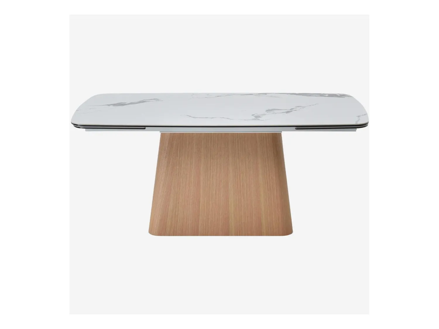 Habitat - Table rectangulaire extensible en céramique et pied finition chêne - Blanc - Linka