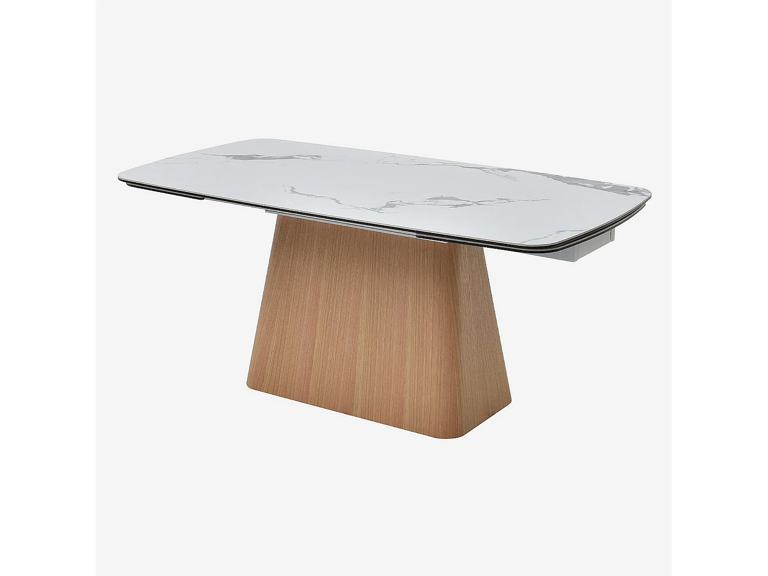 Habitat - Table rectangulaire extensible en céramique et pied finition chêne - Blanc - Linka