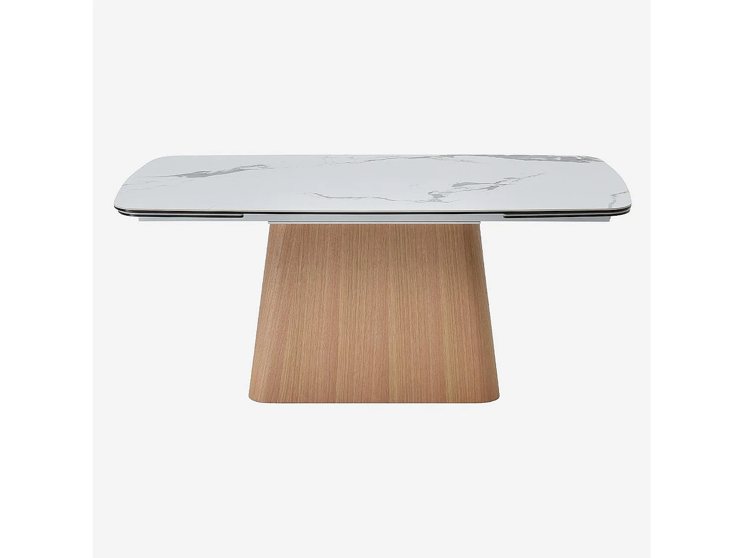 Habitat - Table rectangulaire extensible en céramique et pied finition chêne - Blanc - Linka