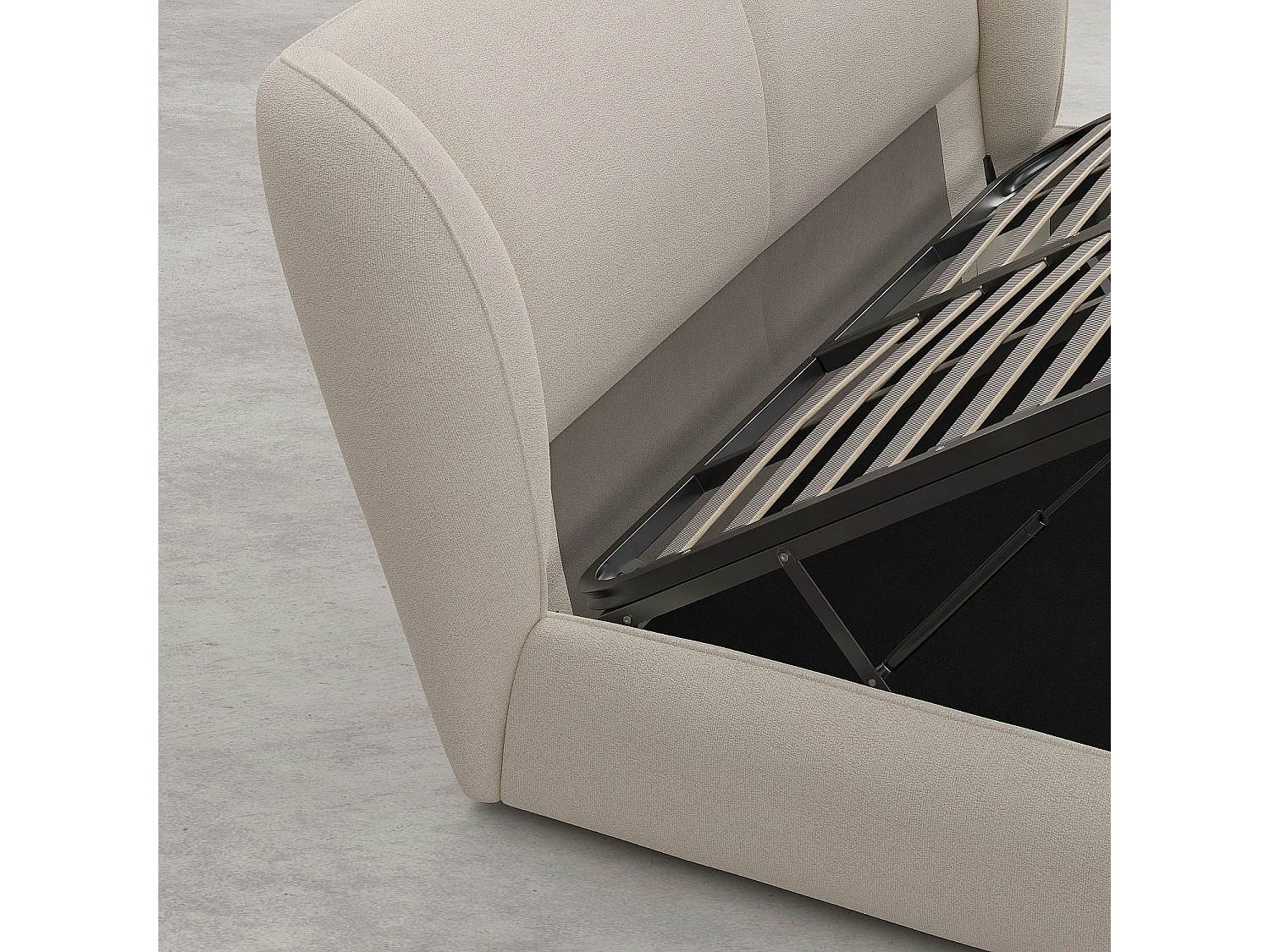 Habitat - Lit coffre 160 x 200 cm en tissu bouclette courte - Beige meringue - Malo