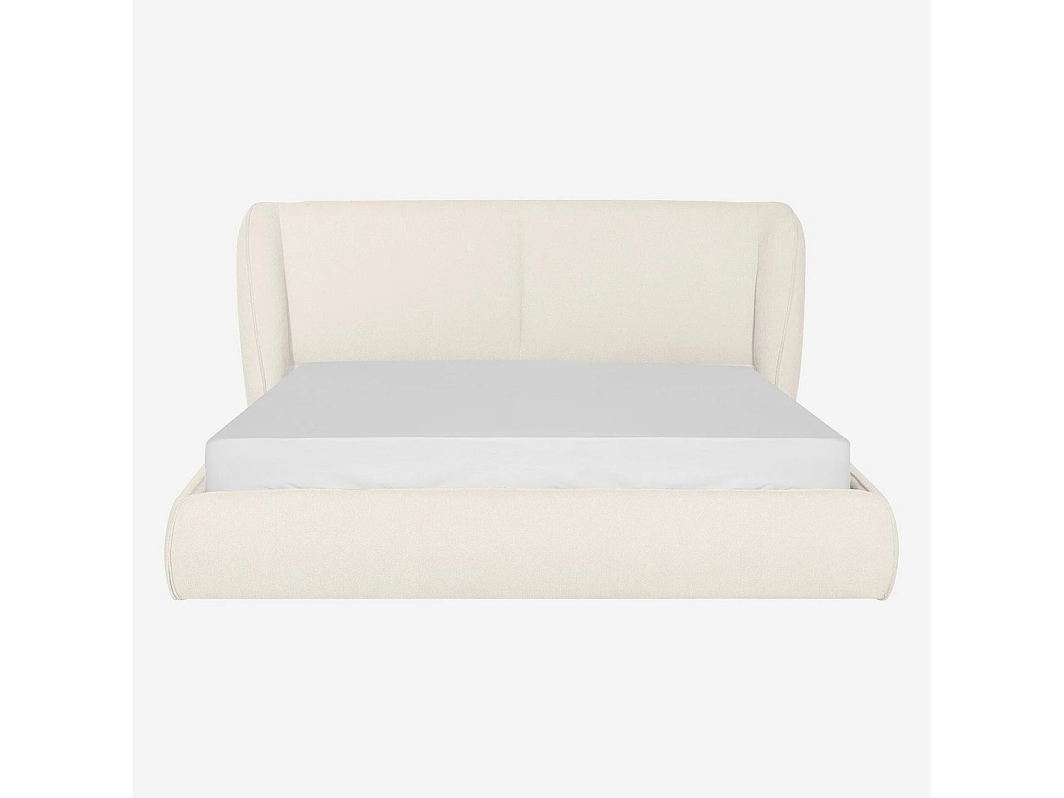 Lit coffre 160 x 200 cm en tissu bouclette courte - Beige meringue