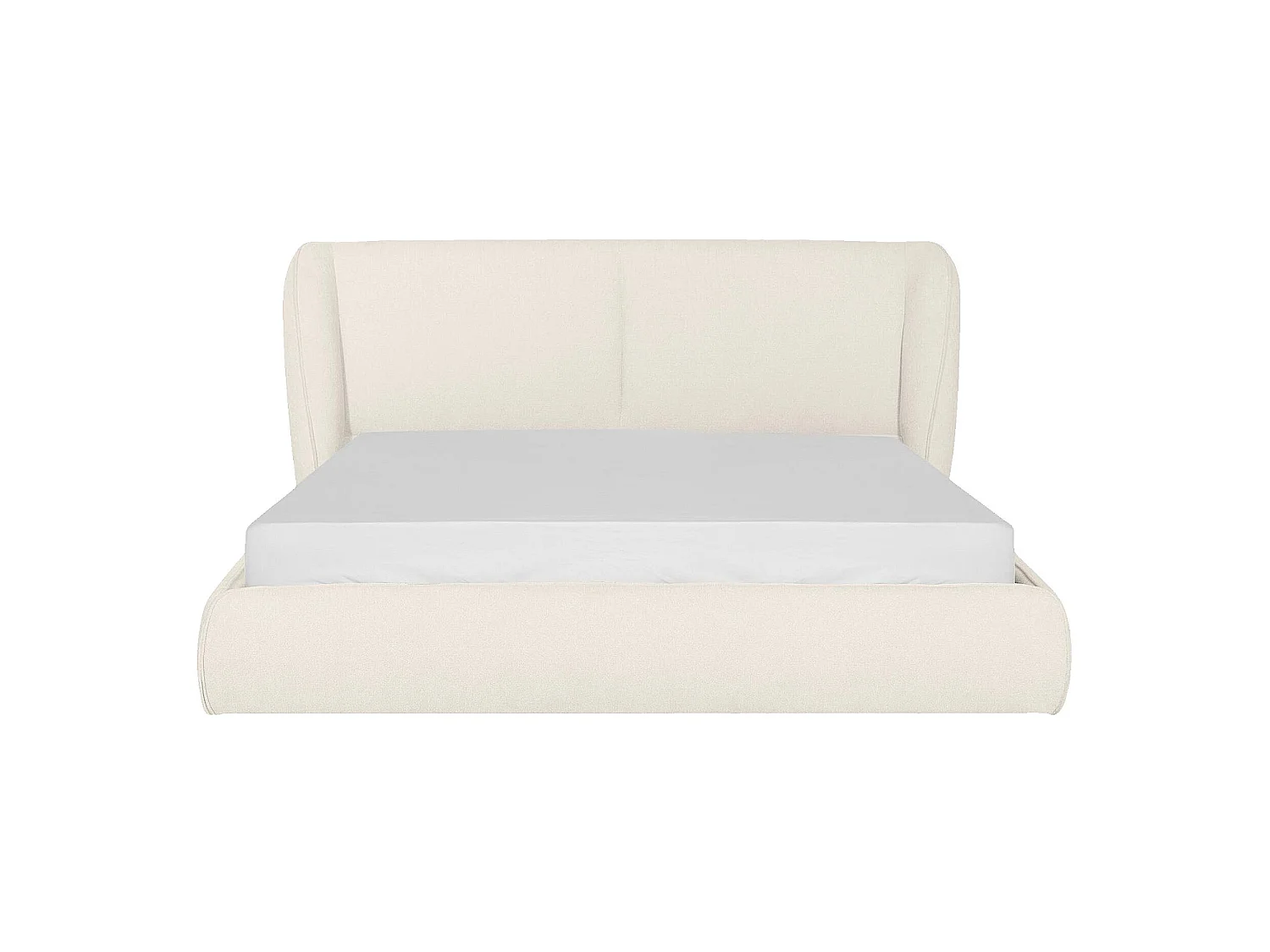 Habitat - Lit coffre 160 x 200 cm en tissu bouclette courte - Beige meringue - Malo