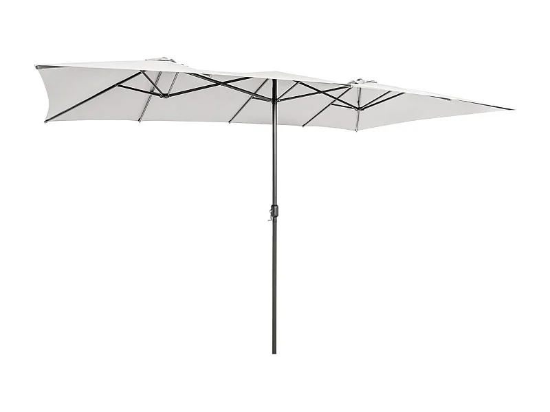 XXL Dubbele Tuinparasol 426 x 265cm Zwengel, Geventileerd Polyester Top 10 Rib Metalen Frame (Beige)