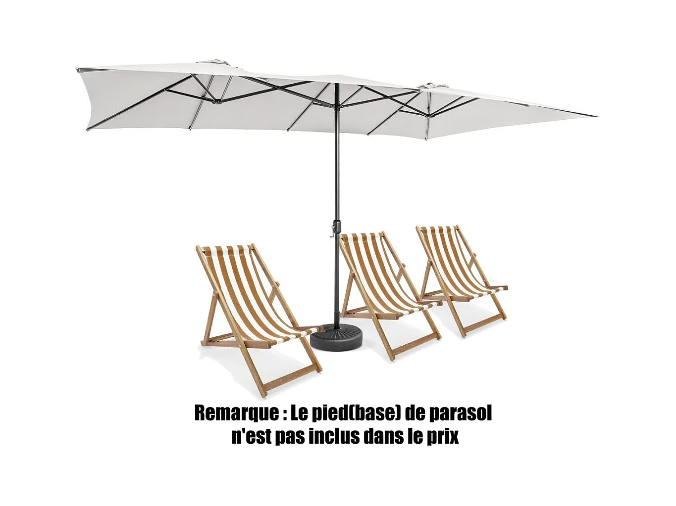Parasol de Jardin Double XXL 426 x 265cm Poignée à Manivelle,Sommet Ventilé Polyester Structure Métallique à 10 Côtes (Beige)