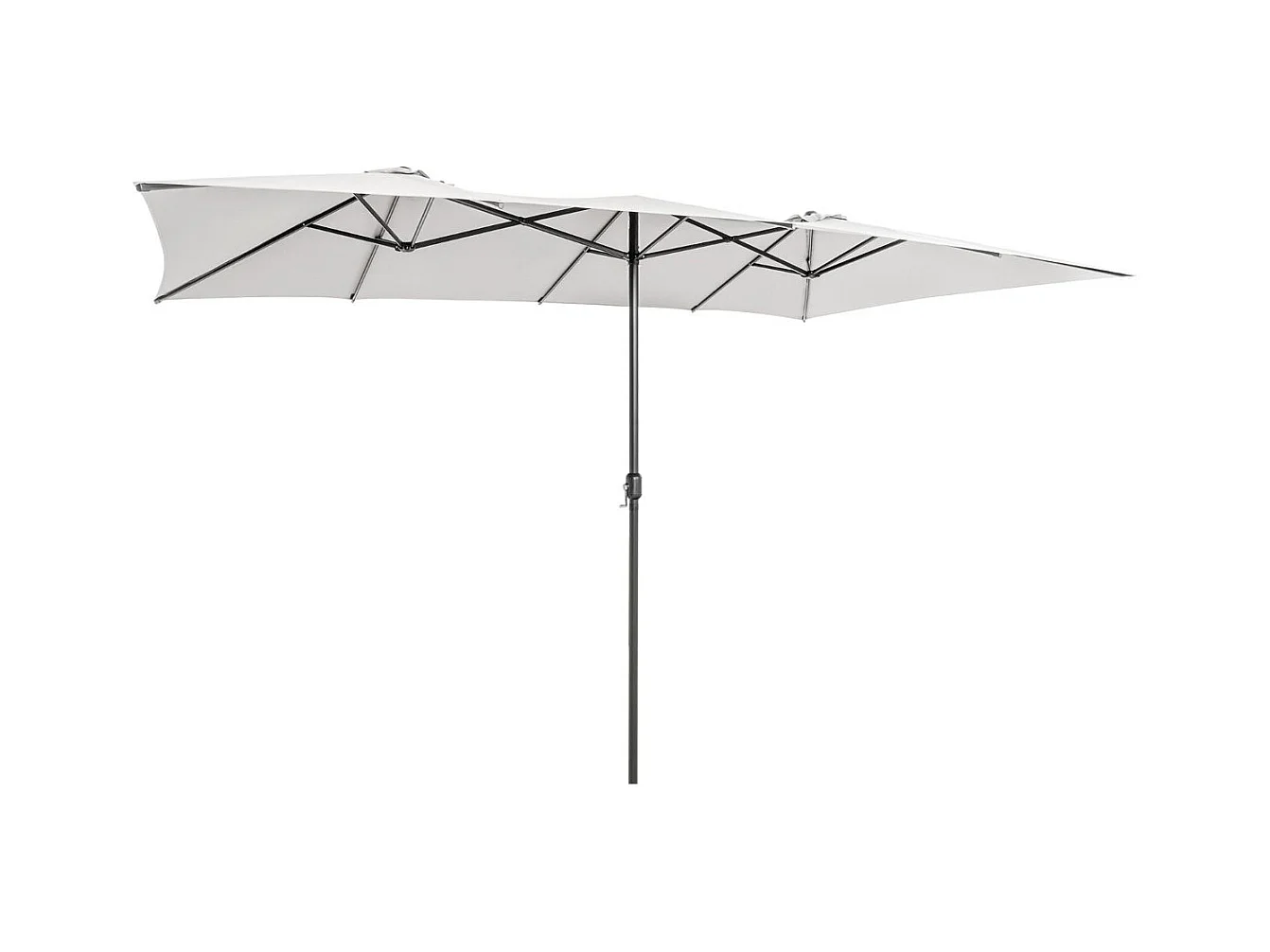 Parasol de Jardin Double XXL 426 x 265cm Poignée à Manivelle,Sommet Ventilé Polyester Structure Métallique à 10 Côtes （Beige)