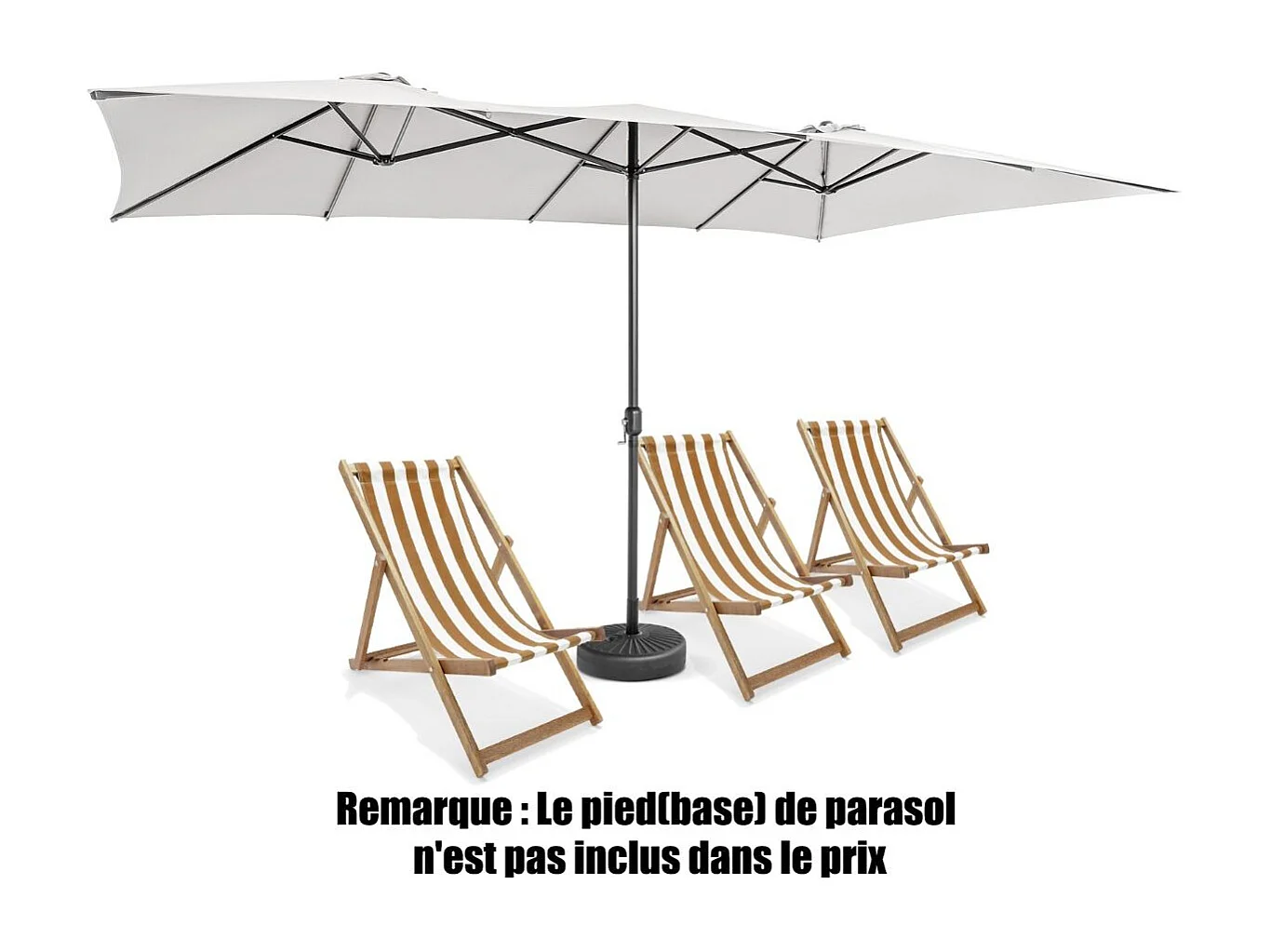 Parasol de Jardin Double XXL 426 x 265cm Poignée à Manivelle,Sommet Ventilé Polyester Structure Métallique à 10 Côtes （Beige)