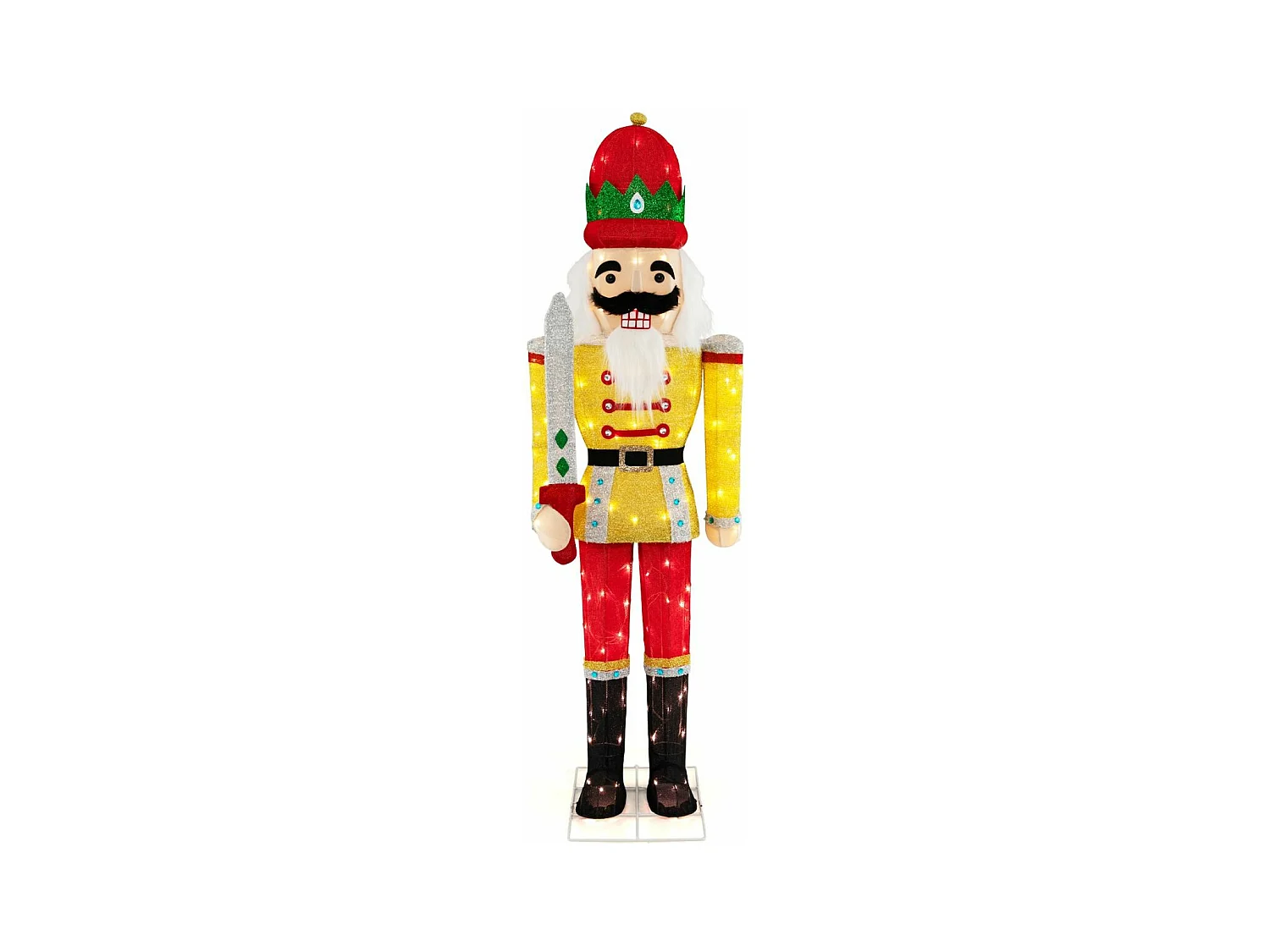 Soldat casse-noisette illuminé 166cm, avec métal base 100 lumières led chaudes
