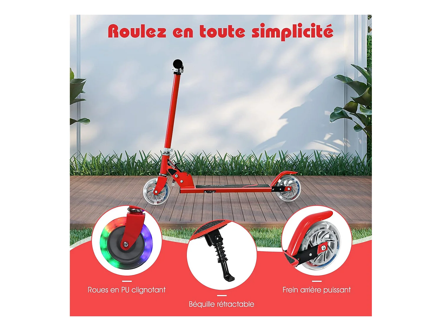 Trottinette enfant 2 roues patinette enfant pliable scooter enfant