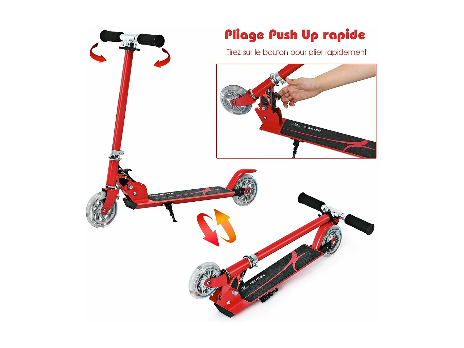 Trottinette enfant 2 roues patinette enfant pliable scooter enfant